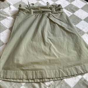 Anthropologie Khaki Midi Skirt Women’s Size S | Cotton A-Line Drawstring Waist